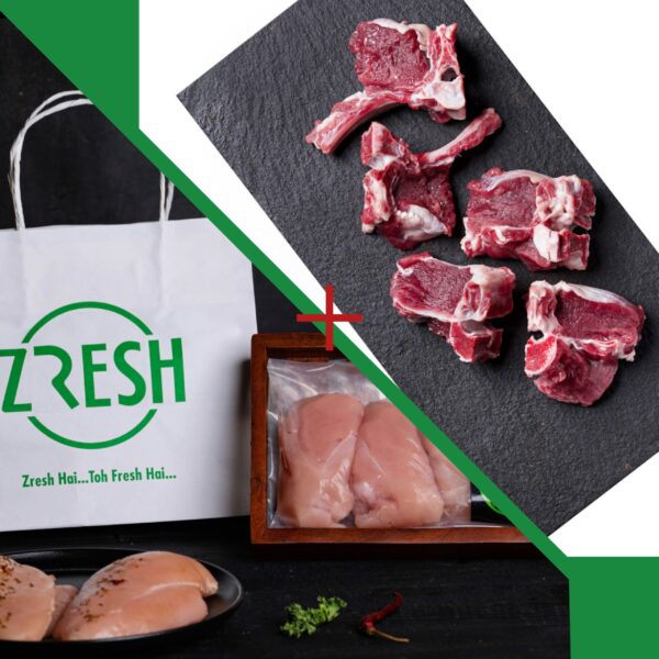 Fresh Chicken Breast Boneless and Mutton Curry Cut Combo by Zresh