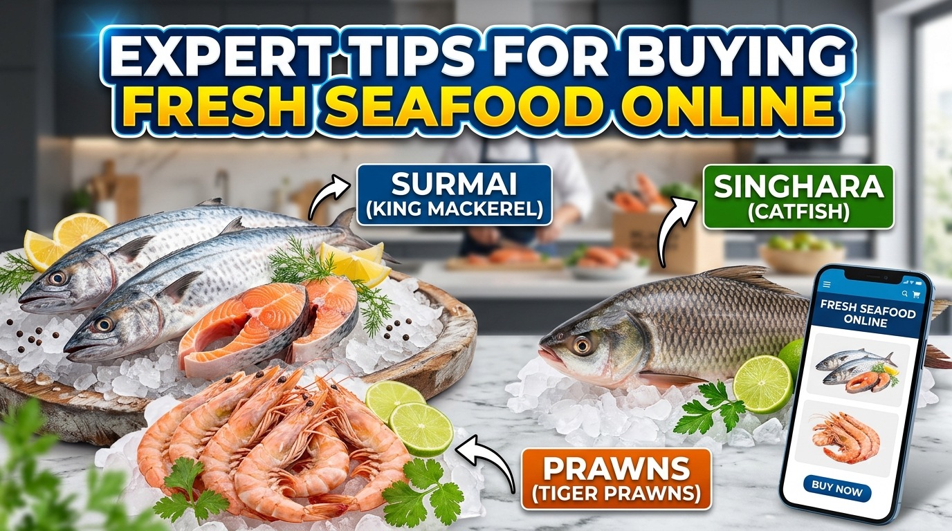 Expert Tips for Buying Fresh Seafood Online: Surmai, Singhara & Prawns