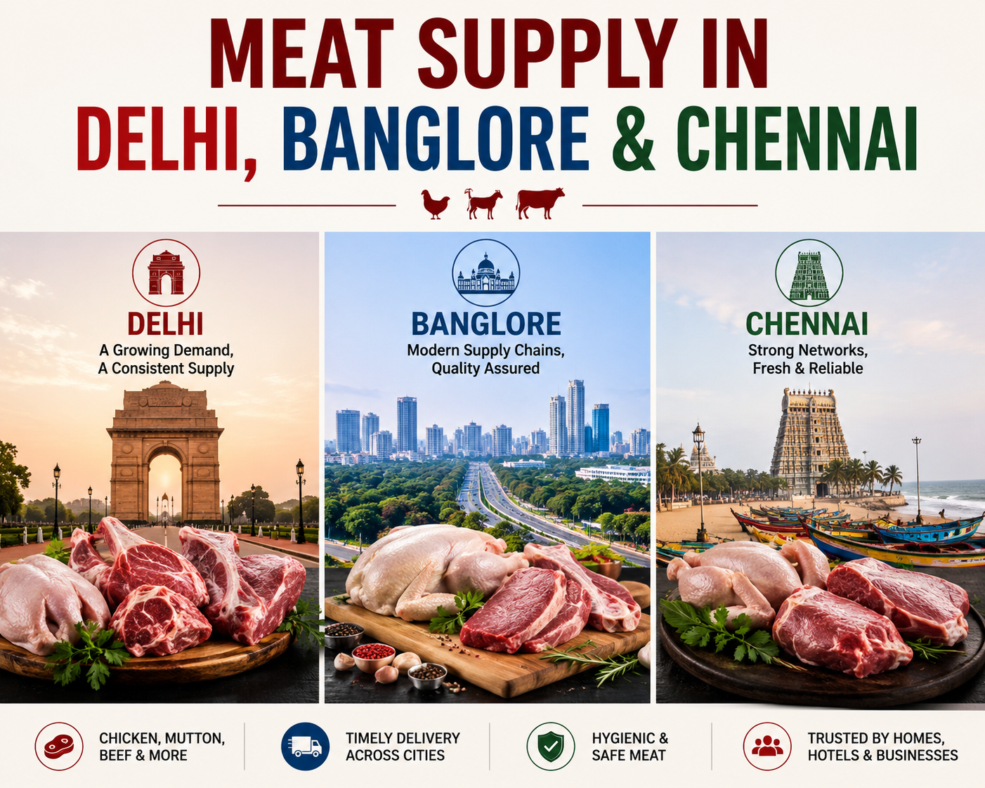 Meat Supply in Delhi, Bangalore & Chennai
